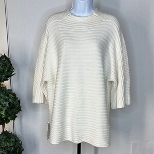 Jennifer Lopez Cream Ribbed Sweater